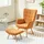 Homcom Sessel mit Hocker, Ohrensessel mit Hoher Rückenlehne, Holzbeine, Loungesessel mit getuftetem Design, Cord-Optik, für Wohnzimmer, Braun