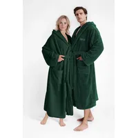 LeGer Home by Lena Gercke Unisex-Bademantel Lovina, ideal für Sauna & Spa, Hotelbademantel, Morgenmantel, Langform, Microfaser, Kapuze, Gürtel, kuschelig weicher Fleece, plüsch, für Damen und Herren, XS-3XL grün L | 125 cm