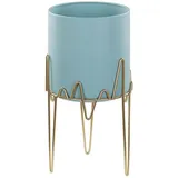 Beliani Pflanzenständer Kalandra 19 x 19 x 39 cm Blau/Gold