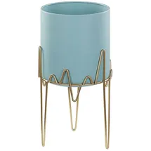 Beliani Pflanzenständer Kalandra 19 x 19 x 39 cm Blau/Gold