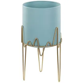 Beliani Pflanzenständer Kalandra 19 x 19 x 39 cm Blau/Gold