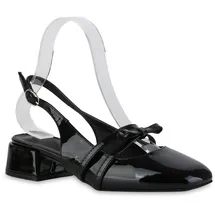 Stiefelparadies Damen Slingpumps in Schwarz Lack
