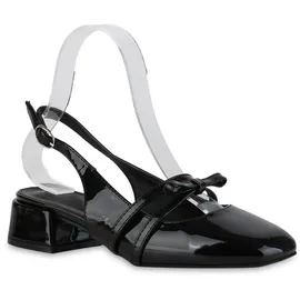 Stiefelparadies Damen Slingpumps in Schwarz Lack
