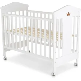 Cangaroo Babybett Wing 120 x 60 cm Gitterbett Buchenholz Räder 3 Höhenpositionen, weiß