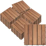 27 Ineinandergreifende Massivholz-terrassendielen Für Terrasse, Balkon, Dachterrasse, Spa, Braun, (30 X 30 Cm Pro Stück)