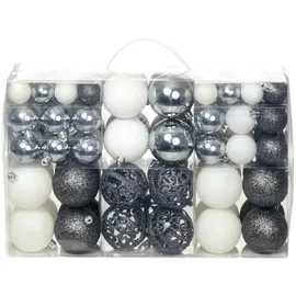 vidaXL 100-tlg. Weihnachtskugel-Set 3/4/6 cm Weiß/Grau
