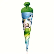 ROTH Schultüte groß Fußball 70 cm - rund Rot(h)-Spitze Filzverschluss - Zuckertüte Schulanfang