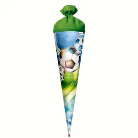 ROTH Schultüte groß Fußball 70 cm - rund Rot(h)-Spitze Filzverschluss - Zuckertüte Schulanfang