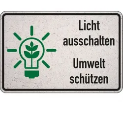 Dreifke® | Schild Licht ausschalten, Umwelt schützen - 300x200 mm Graspapier