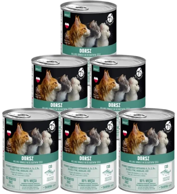 PetRepublic Stücke in Sauce mit Kabeljau 6x400g für Katzen