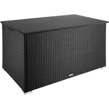 Tectake tectake® Auflagenbox, mit Aluminiumgestell und Rattangeflecht, komfortable Hubautomatik, 145 x 82,5 x 79,5 cm