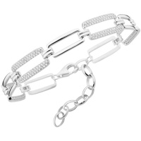 Smart Jewel Armband rechteckige Glieder, Zirkonia Steine, Silber 925 Armbänder & Armreife Silber Damen