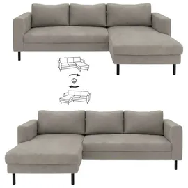 TRENDMANUFAKTUR Eckcouch Cord 2-Sitzer Grau