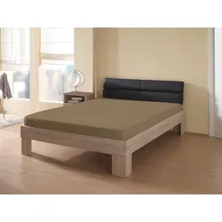 Spannbettlaken KUM "Interlock-Jersey Spannbetttuch", braun, B:180-200cm L:200cm, Interlock-Jersey, Obermaterial: 100% Polyester, Laken, Interlock-Jersey Spannbetttuch