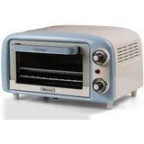 Ariete 3919 Vintage Minibackofen, 10 L Fassungsvermögen, zum Backen oder Erwärmen von Speisen, Temperatur bis 230°C, 60-Minuten-Timer, Edelstahl-Grill, 800W, Doppelverglasung, Himmelblau
