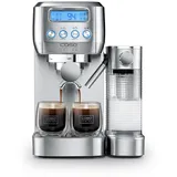 CASO Design Espresso Gourmet Latte Siebträgermaschine silber mit integriertem Milchbehälter