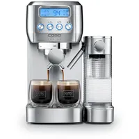 CASO Design Espresso Gourmet Latte Siebträgermaschine silber mit integriertem Milchbehälter