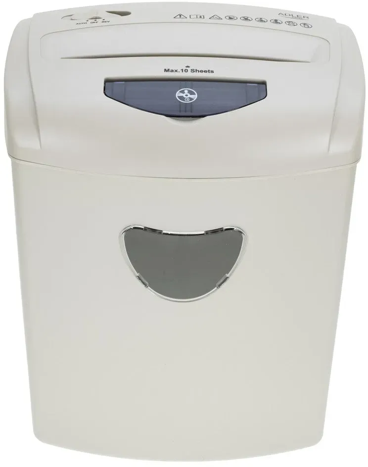 Adler AD 1038 Aktenvernichter, P-4 Dokumentenschredder für Papier, Kreditkarten und CD/DVDs, 10 Blatt, 21 Liter
