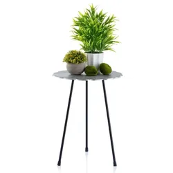 Amagohome Beistelltisch Metall Dekotisch Hilton ø 35 x H 45 cm rund Aluminium mit Struktur : silber