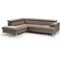 Roller Ecksofa - stone - Leder - mit Liegefunktion und Staukasten - Recamiere links