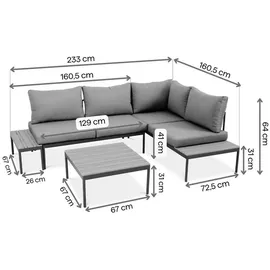 beautysofa LIVORNO Loungeset dunkelgrau