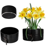 Kadax Übertopf Keramikübertopf, Blumentopf, Blumenkübel, 18 cm, Schwarz -