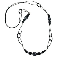 Gallay Perlenkette Kette schwarz und silbergrau (1-tlg) schwarz
