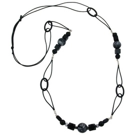 Gallay Perlenkette Kette schwarz und silbergrau (1-tlg) schwarz