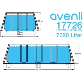 Avenli Frame Rectangular Pool 400 x 200 x 100 cm inkl. Sandfilteranlage und Filterpumpe