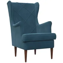 vidaXL Sessel 72 x 71 x 70 cm Blau Samt mit Kissen