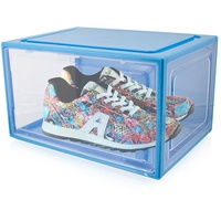 BITUXX LEX21 Schuhbox Stapelbar Aufbewahrungsbox Kunststoffbox Schuhkasten Schuhkarton Schuhorganizer bis Gr.47 (Blau, 3er Set)