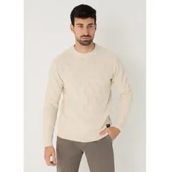 Bendorff für Herren. 870435391 Beigefarbener Strickpullover mit Gittermuster (XXL), Lässig, Baumwolle, Langarm
