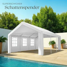 Tectake Pavillon 6 x 4 m mit Seitenteile weiß