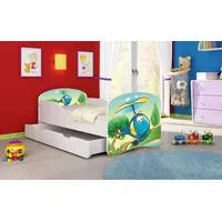 Luxusbetten24 Kinderbett Luna mit Stauraum und verschiedenen Motiven 140x70 Heli