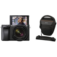 Sony Alpha 6400 | APS-C Spiegellose Kamera mit 18-135mm f/3.5-5.6 Zoom-Objektiv (Schneller 0,02s Autofokus, neigbares Display für Vlogging) + Tasche LCS-AMB