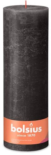 Bolsius Rustik Stumpenkerze 300/100 mm - Anthrazit (Stürmisches Grau) - Brenndauer ca. 200 Stunden (1 Stück)