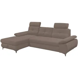 ed-lifestyle polstermöbel Altona Ecksofa, 274 x 177 cm, inkl. Bettkasten & ausziehbarer Liegefläche, Dunkelbraun, Ausführung:Links