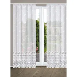 Vorhang HOME WOHNIDEEN "LEONORA" Gr. 7, weiß, B:450cm H:145cm, Wirkware, Polyester, Gardinen, Faltenbandstore Jacquard fein LEONORA