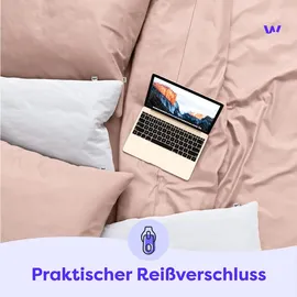 Wolkenfeld Mako-Satin Bettwäsche 220x240 rosa, & Traumhaft weiche Baumwolle", - Bettwäsche-Sets - 1x Bettbezug 220x240 cm, + 2X Kissenbezug 80x80