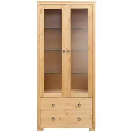 Home Affaire Vitrine HOME AFFAIRE "Gotland", beige (gelaugt geölt), Schränke, Vitrine, Breite 80 cm, Höhe 178 cm, mit Glastüren, aus massiver Kiefer, FSC