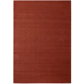 WECON HOME Teppich Castello ONE, rechteckig, Höhe: 7 mm, Schurwolle, Kurzflor mit Hoch-Tief-Effekt, Wohnzimmer, Streifenmuster rot 200 cm x 300 cm x 7 mm