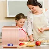 Intirilife Digitale Küchenwaage in ROSÉ GOLD – 5kg Elektronische Waage für die Küche mit Tara Funktion – Wasserdichte Extrem Präzise Küchen Digitalwaage mit LCD-Display zum Backen,Kochen, 1g