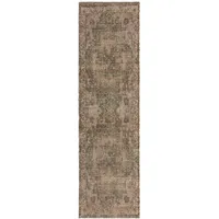 KADIMA DESIGN Robuster Vintage-Teppich aus Jute & Polyester, ideal für viel genutzte Räume, rutschfest, braun-grün - "Deepe". 60x230 cm Kadima Design