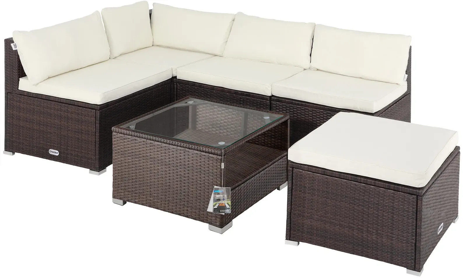 Polyrattan Garden Corner Lounge Furniture Set 5 Seater