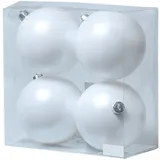 MARELIDA Christbaumkugeln Weihnachtskugeln bruchfest 10cm weiß 4er Set