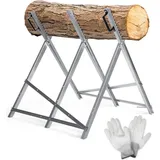 Faziango Sägebock verzinkt klappbar, 79.5x82x80 cm, mit 3 Haltern und Zahnung, bis 150 kg, Sägehilfe