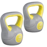 GORILLA SPORTS® Kettlebell - 2kg, 3kg, 4kg, 5kg, 6kg, 8kg, 10kg, 12kg, 14kg, 16kg, 18kg, 20kg Gewichte, Einzeln/Set, mit/ohne Ablage, Kunststoff - Kugelhantel, Schwunghantel, Kugelgewicht