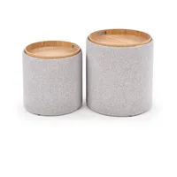 Cosy Home Ideas Sitzhocker 2er Set Hocker grau Deckel abnehmbar Tablett groß klein Stauraum innen (Set, 2 St., 2 Hocker (L & S) im Set), mit Stauraum innen, als Beistelltisch oder Hocker nutzbar grau