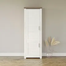 Set One by Musterring Drehtürenschrank "York", weiß (weiß, eiche hell), B:75cm H:207cm T:42cm, MDF, SET ONE BY MUSTERRING, Schränke, Drehtürenschrank, Typ 03, in 3 Farbvarianten, mit Bügelgriff in silber, B 75 x H 207 cm