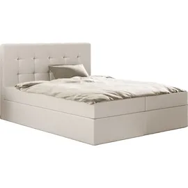 kaiser möbel Boxspringbett mit matratze und bettkasten, Schlafbett LUDANO stoff Cayenne Hellbeige 180x200 cm H2-Pocket - Beige